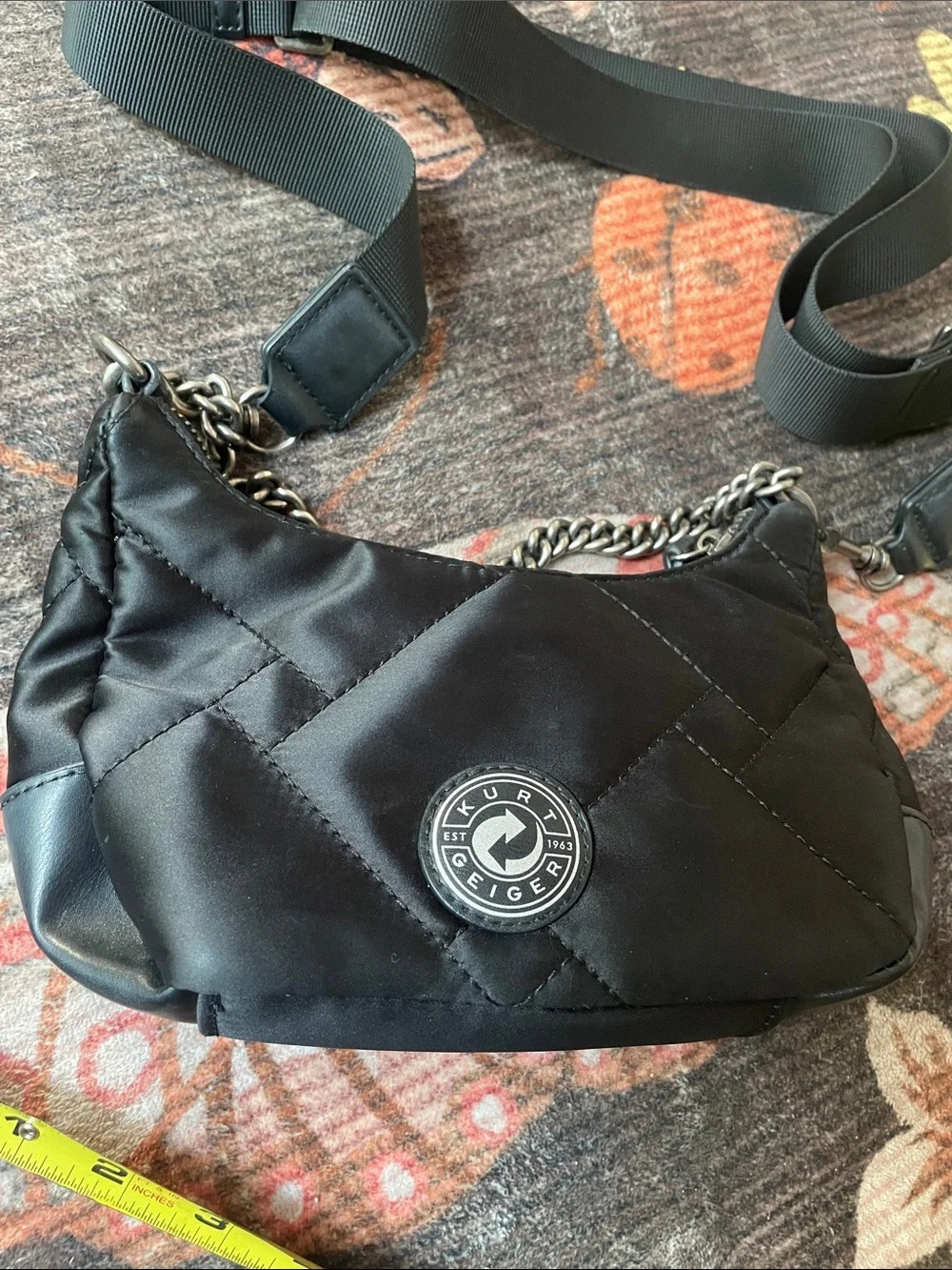 Kurt Geiger London Multi in One Quilted Black Crossbody Bag Coin Pouch Festival